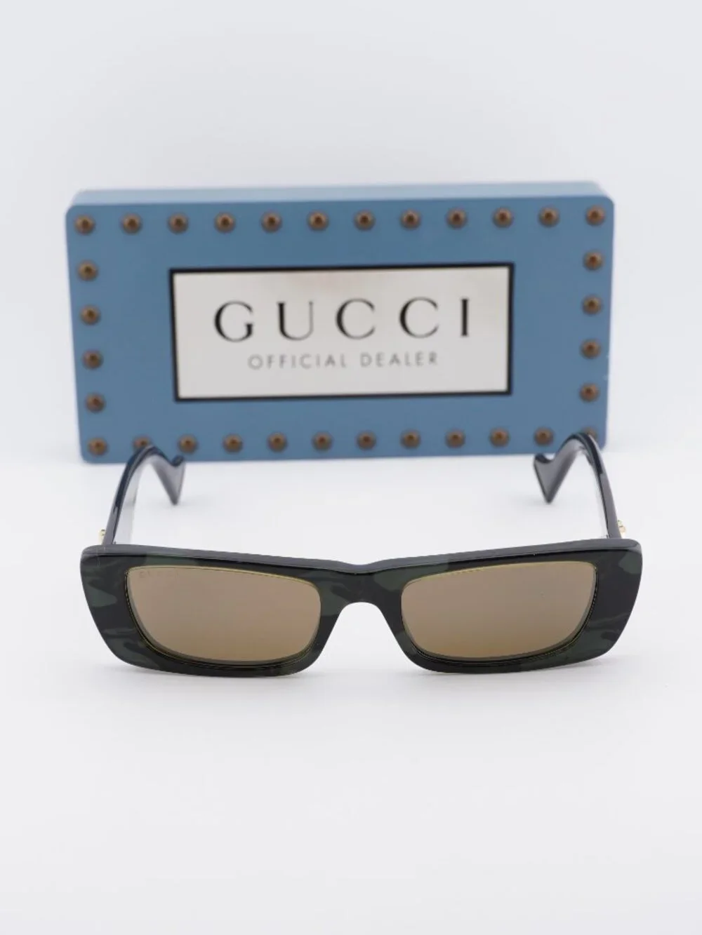 Gucci GG0516S 014 Rectangle Sunglasses - Military Green and Black Havana
